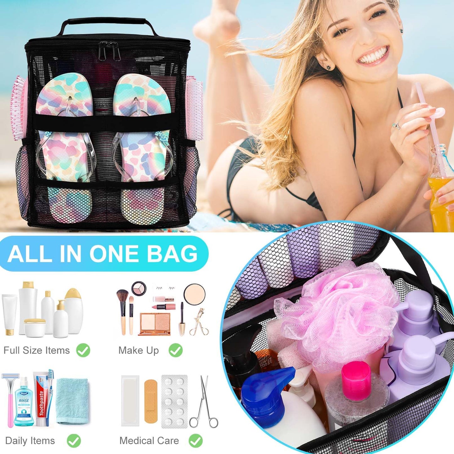 Dorm Room Essentials for College Students Girls Boys Guys, Large Capacity