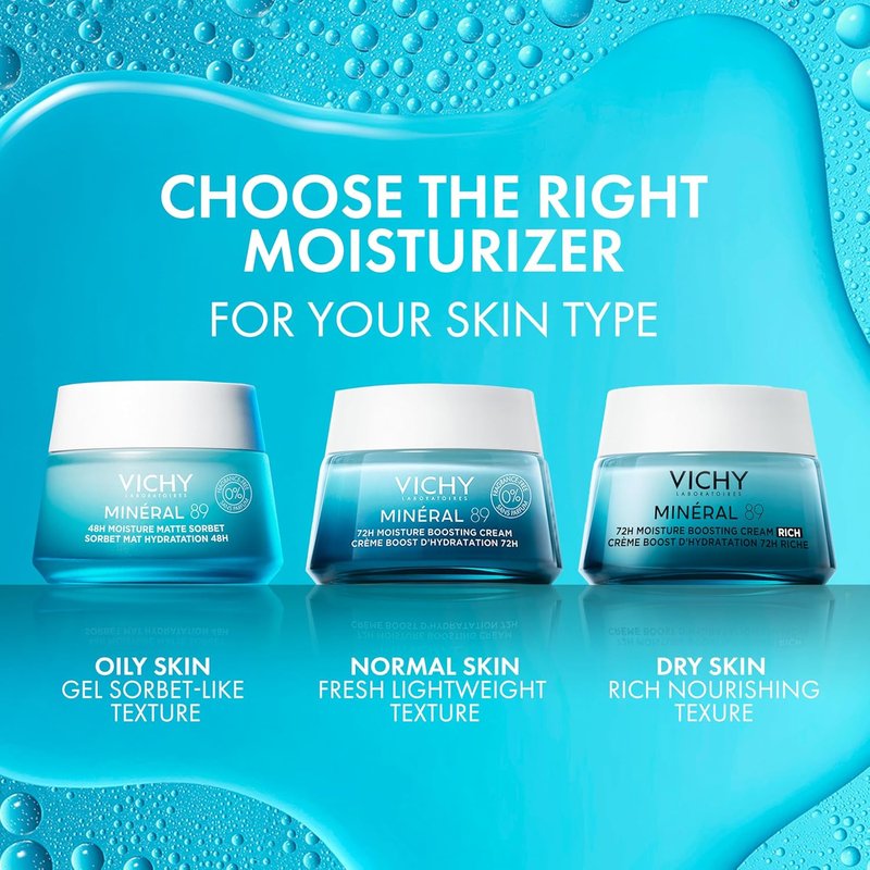 Vichy Mineral 89 Moisture Boosting Cream - Fragrance-Free Daily Face Moisturizer with Hyaluronic Acid | Suitable for All Skin Types