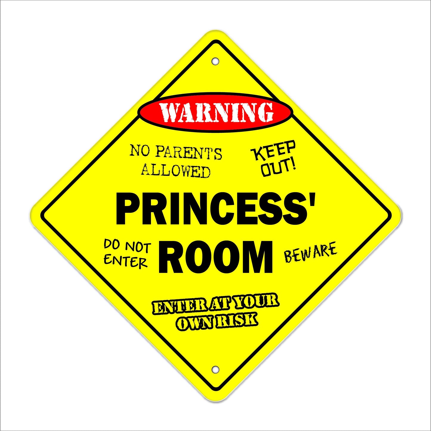 Princess' Room Sign Crossing Zone Xing | Indoor/Outdoor | 12" Tall Kids Bedroom Decor Door Children's Name boy Girl