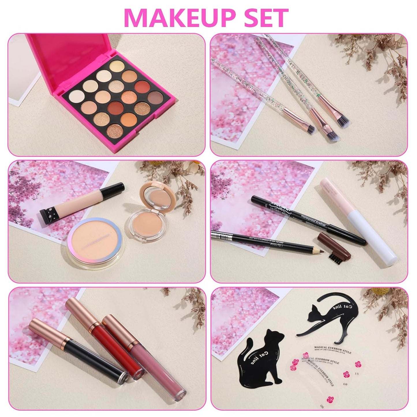 Makeup Kit for Teens - Complete Set with Eyeshadow Palette, Lip Gloss, Mascara & Brushes | Perfect Gift for Women