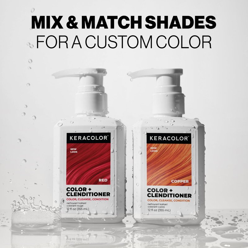 Keracolor Clenditioner Color Depositing Conditioner - Hair Glaze Colorwash, Red, 12 Fl Oz