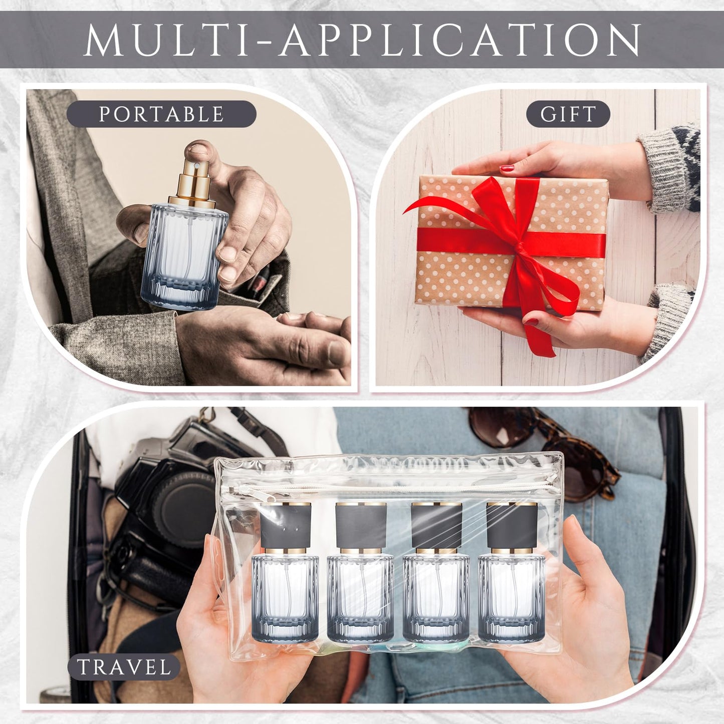 Teenyyou 6 Pcs 30/50/100ml Empty Glass Perfume Bottles Bulk Pack for Perfume Makers Refillable Atomizer Cologne Bottles DIY Vintage Fragrance Packaging Glass Bottling Supplies (Black,50 ml)