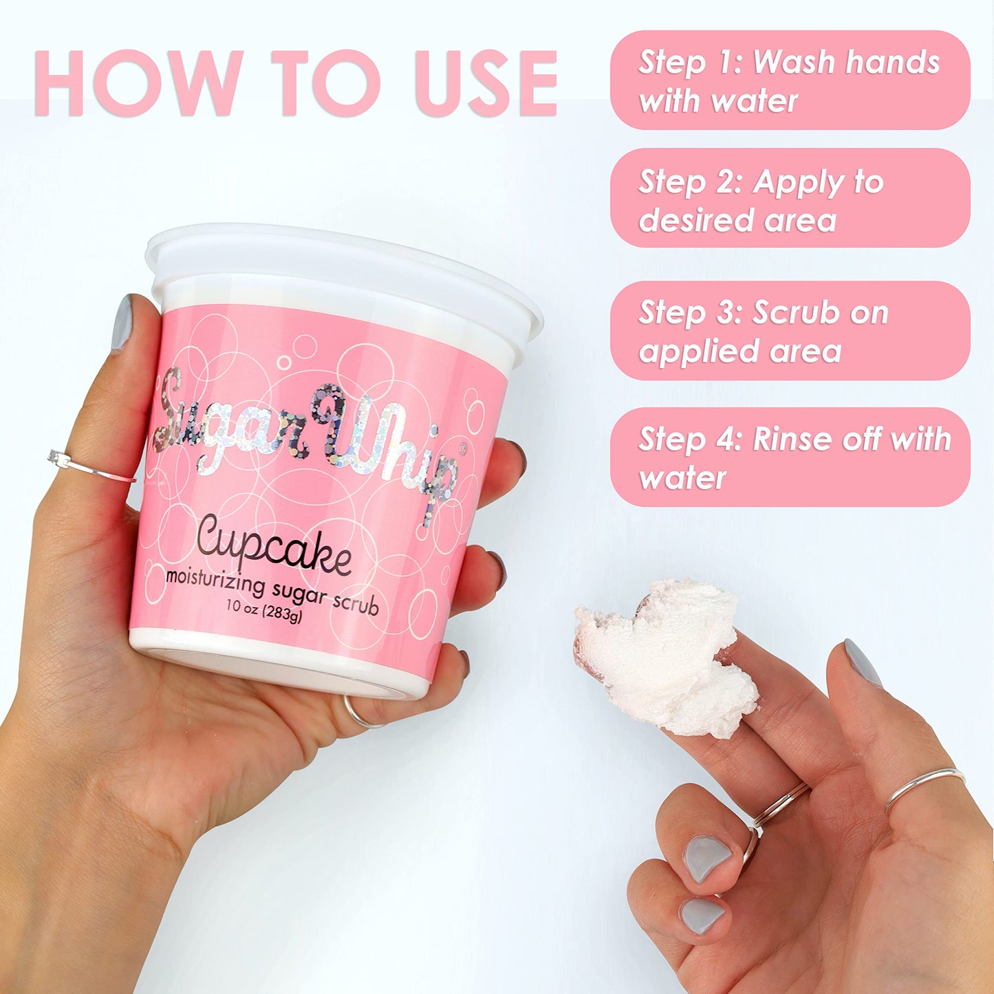 Primal Elements Sugar Scrub, Exfoliating Sugar Whip, Face and Body Cleanser, Moisturizer, Cupcake, 10 oz Package