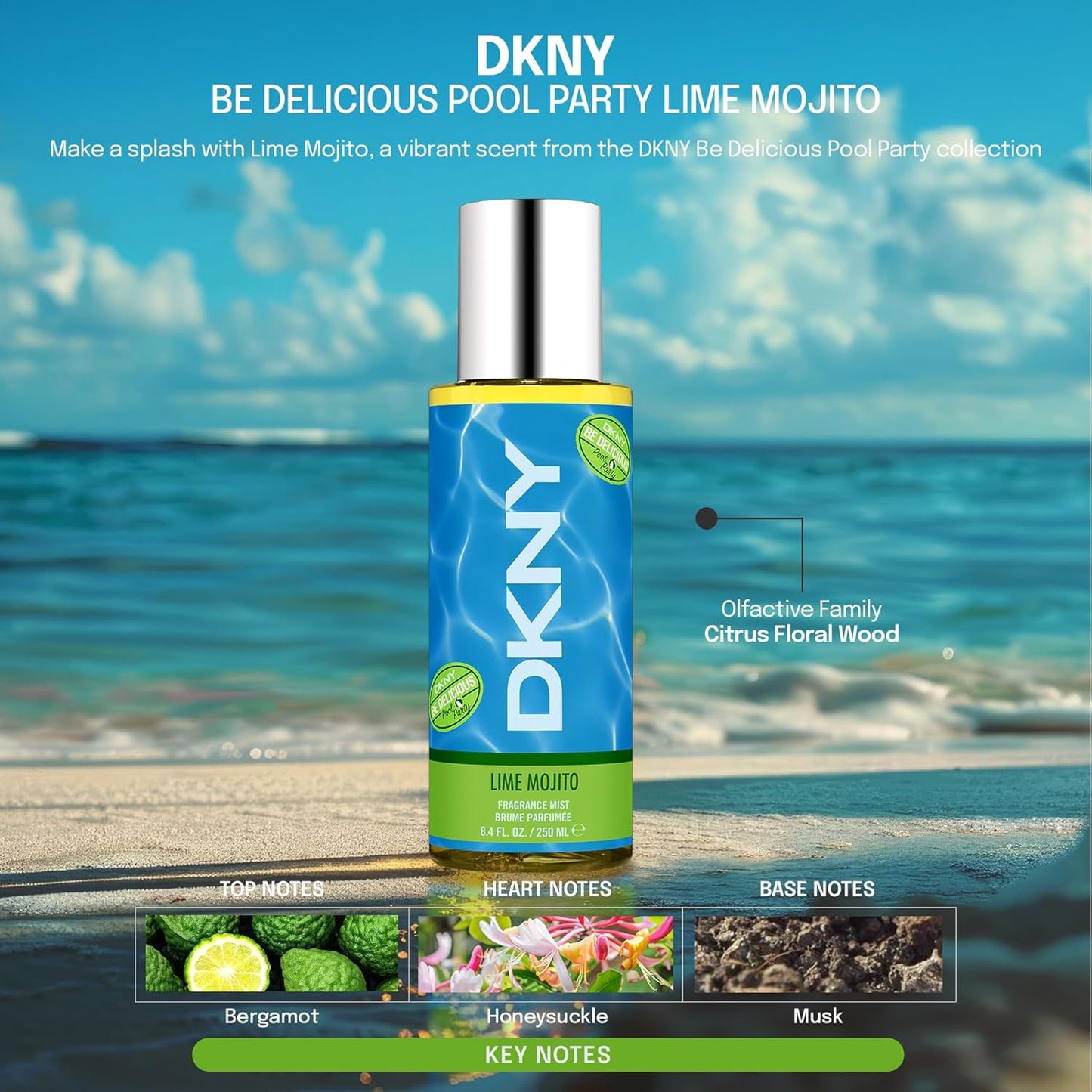 DKNY Be Delicious Fragrance Mist for Women - Lime Mojito, 8.4 Fl. Oz. | Refreshing Summer Scent