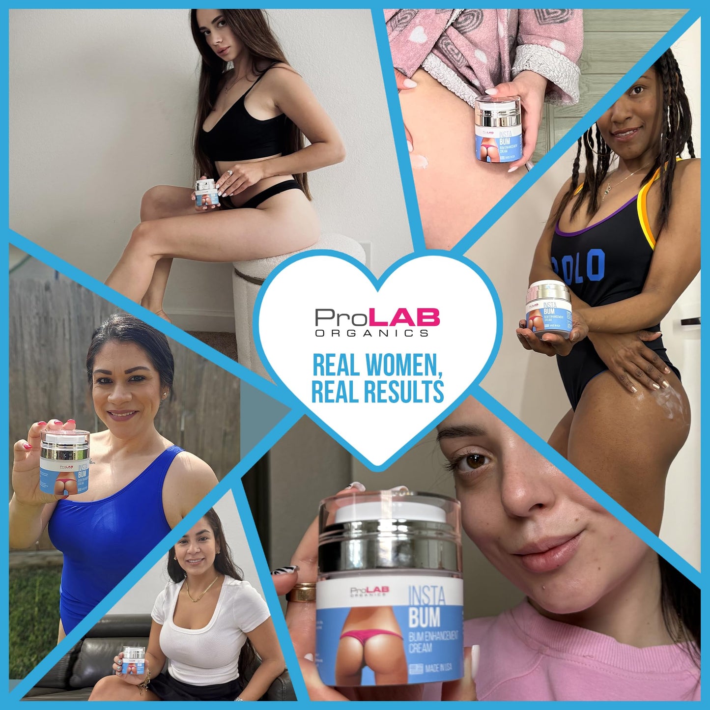 ProLab Organics InstaBum Butt Enhancement Cream – Butt Lift and Firming for a Bigger, Rounder, Perkier Bum – Brazilian Booty Growth Cream with Voluplus, Maca, Wild Yam, and Gotu Kola – Made in USA