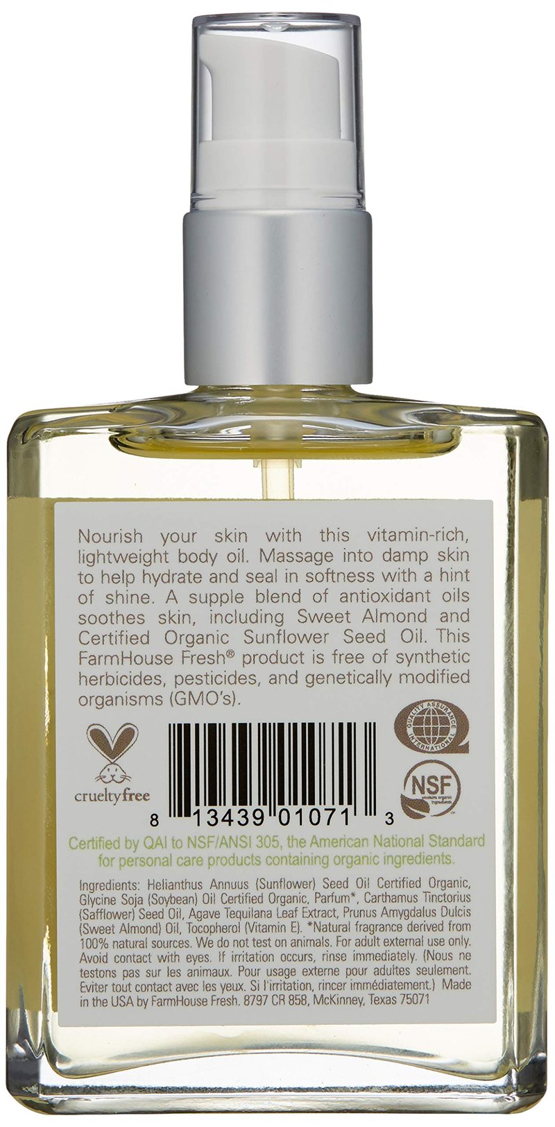 FarmHouse Fresh Blushing Agave Body Oil, Berry, 4 Fl Oz(Pack of 1)
