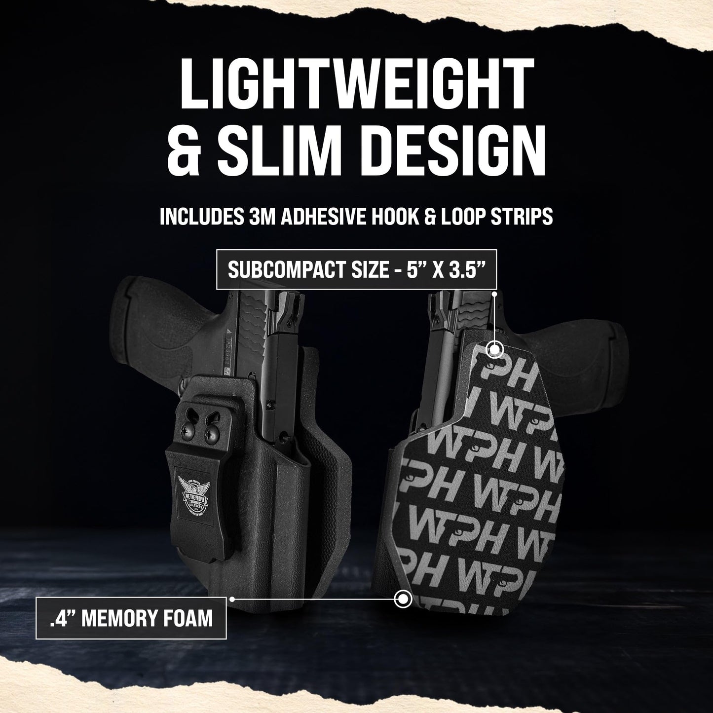 We The People Holsters - Foam Backer for Inside The Waistband Holster - IWB Holster Comfort Pad with Industrial-Grade Memory Foam - Lightweight & Slim Accessory - Subcompact - Left