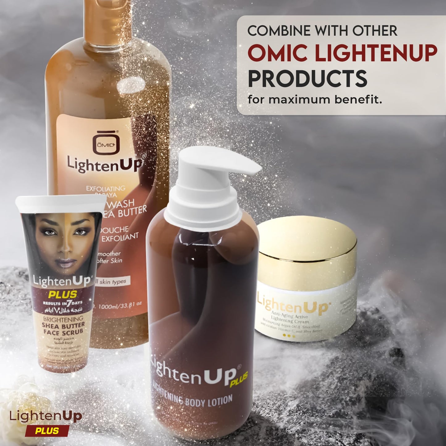 Lighten-Up Skin Brightening Lotion - 13.5 Fl oz / 400ml - Moisturizing, Hydrating Body Lotion for Body, Knees, Elbows, Hands, Underarms, with Jamaican Castor Oil and Shea Butter