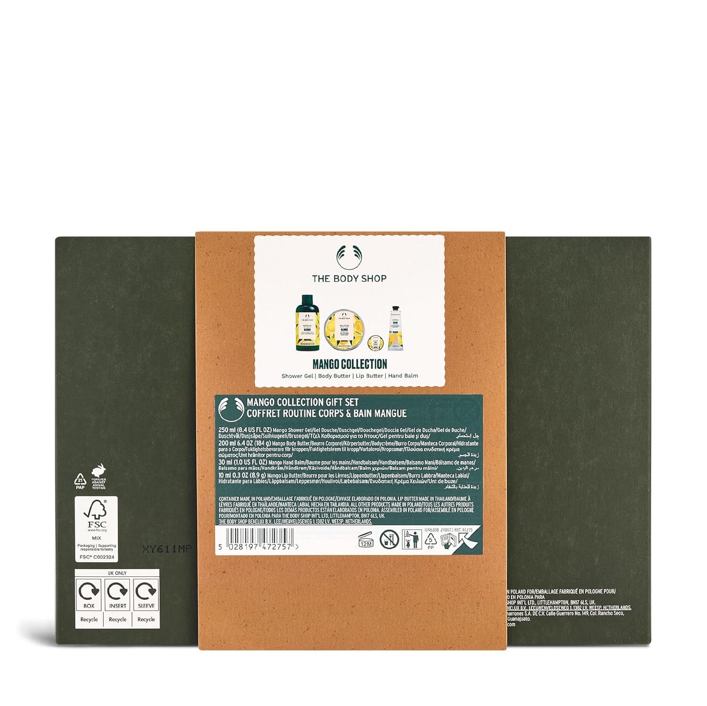 Mango Collection Gift Set - 4-Piece Vegan Body Care Set with Shower Gel, Body Butter & Lip Balm