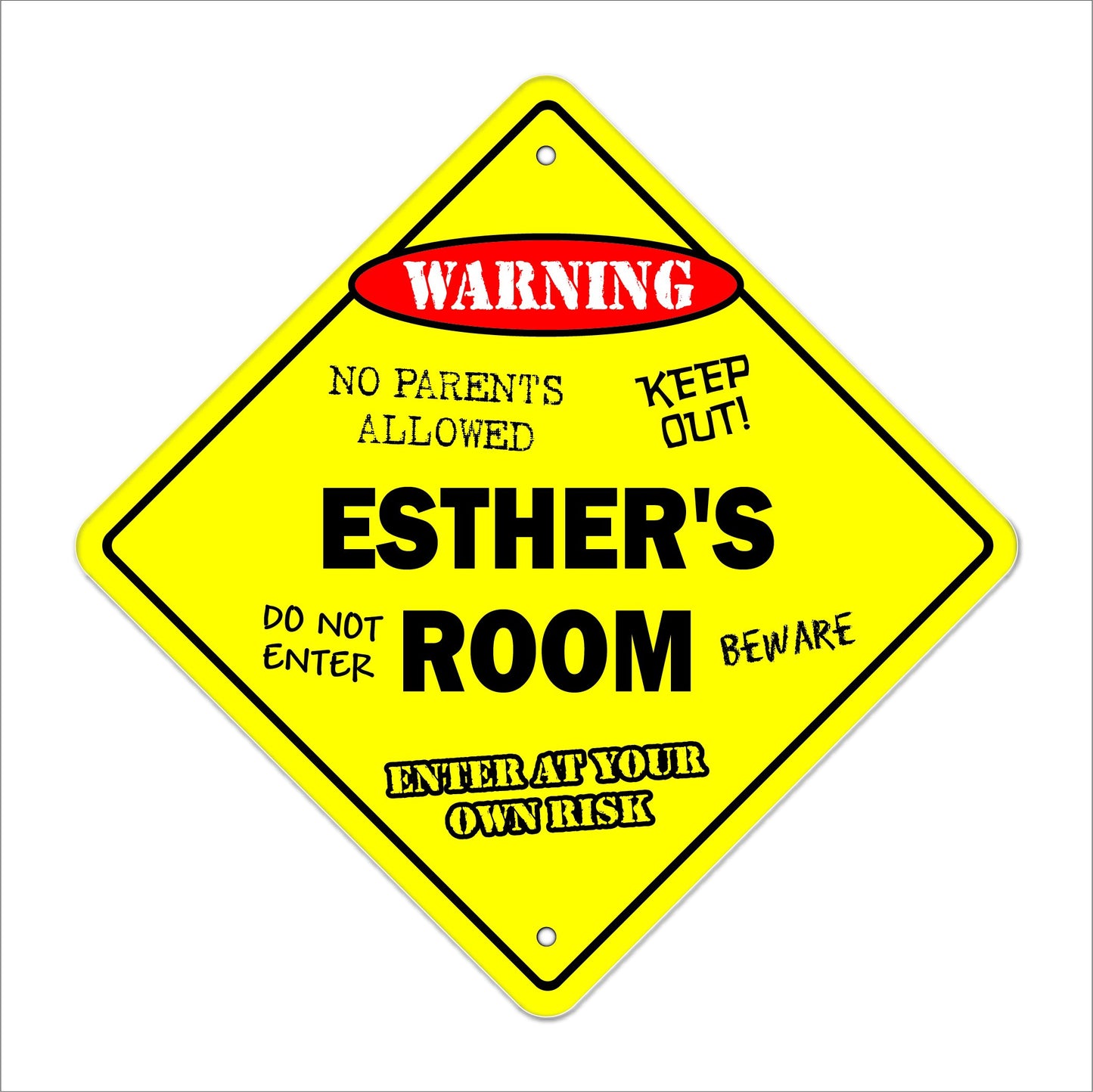 Esther's Room Sign Crossing Zone Xing | Indoor/Outdoor | 12" Tall Kids Bedroom Decor Door Children's Name boy Girl