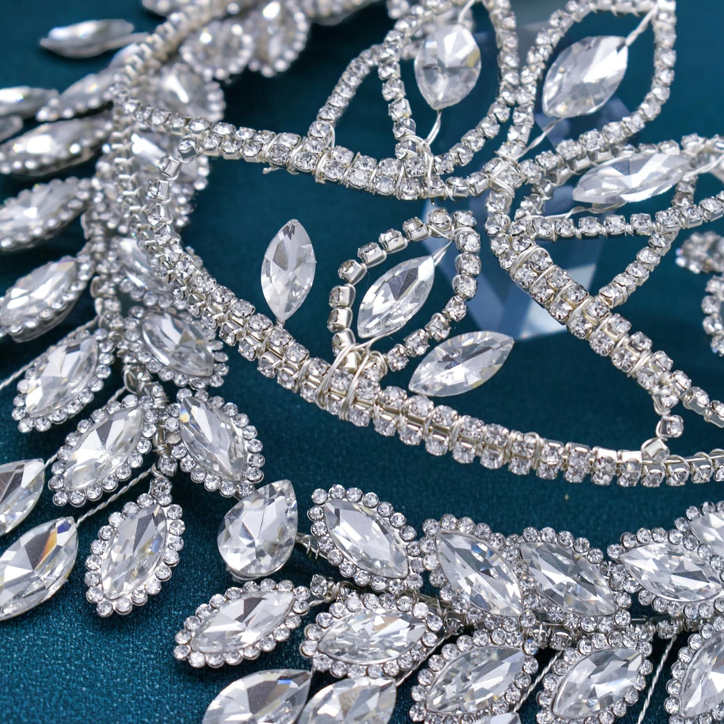 Mpoikba Rhinestone Bride Headband, Wedding Headpiece for Brides(Silver)