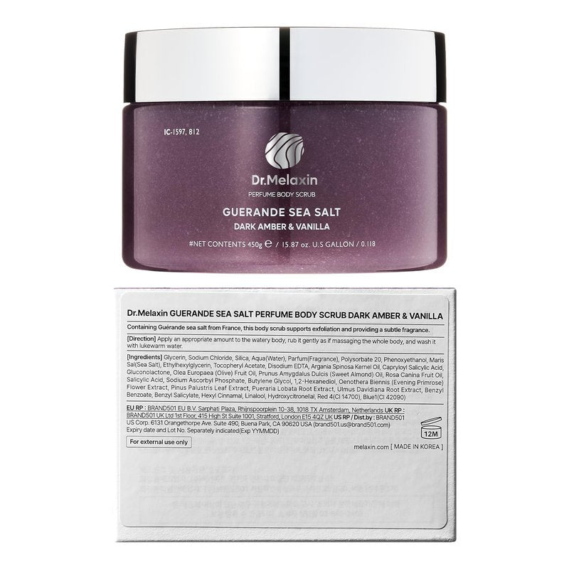 Dr.Melaxin Guerande Sea Salt Perfume Exfoliating Body Scrub for Smooth Skin Body, Coral Rose Scent 450g