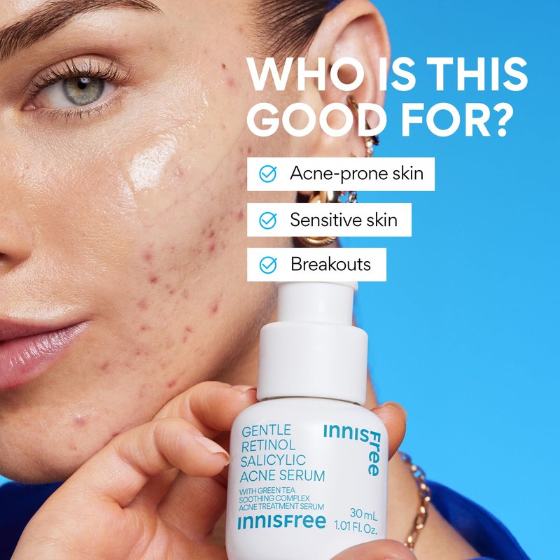 innisfree Gentle Retinol Salicylic Acne Serum, Korean Face Treatment for Blemishes and Clear Skin