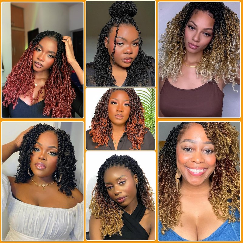 12 Inch Pre-Looped Yanky Twist Crochet Hair, 30 Strands/Pc, Mini Passion Twists, Senegalese Braiding Hair (4#, 8 Pcs/Pack)