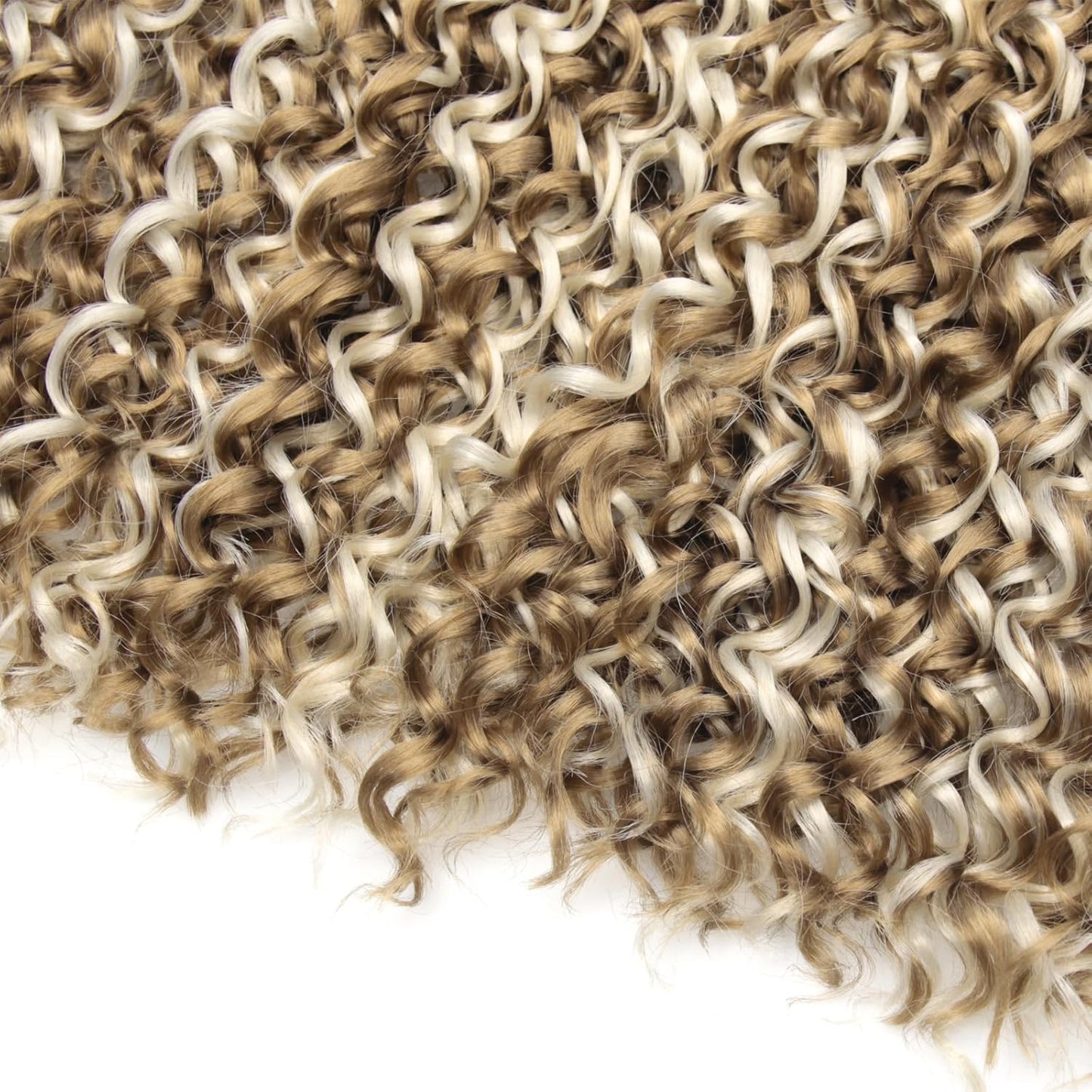 GoGo Curl Crochet Hair - Blonde Water Wave Synthetic Braiding Extensions | 18 Inch, 7 Packs, P27/613