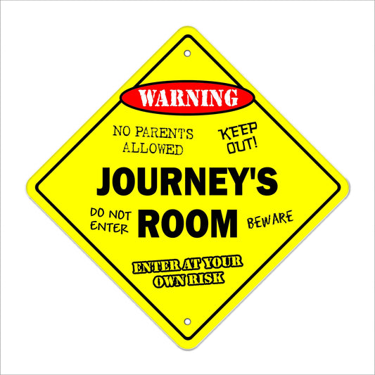 Journey's Room Sign Crossing Zone Xing | Indoor/Outdoor | 12" Tall Kids Bedroom Decor Door Children's Name boy Girl