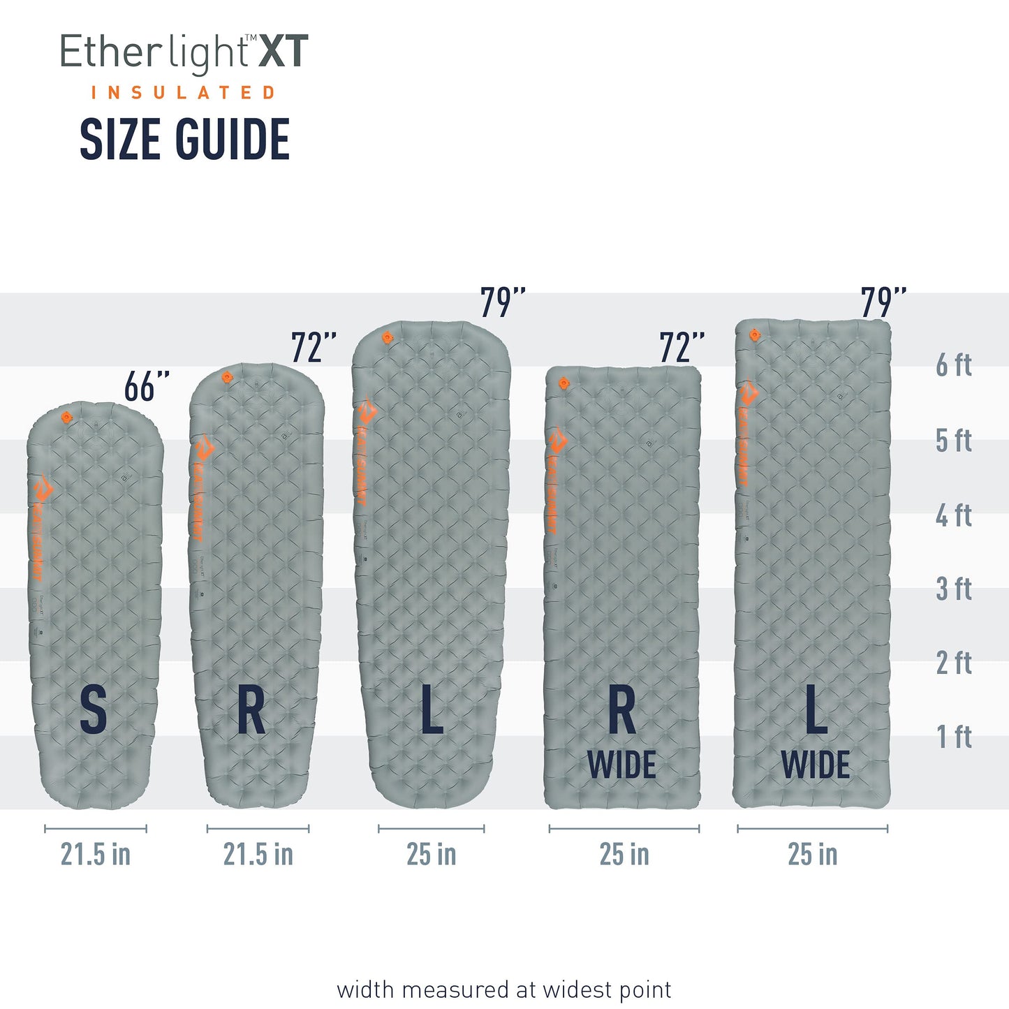 Sea to Summit Ether Light XT Extra-Thick Insulated Sleeping Pad, Tapered - Regular (72 x 21.5 x 4 inches)