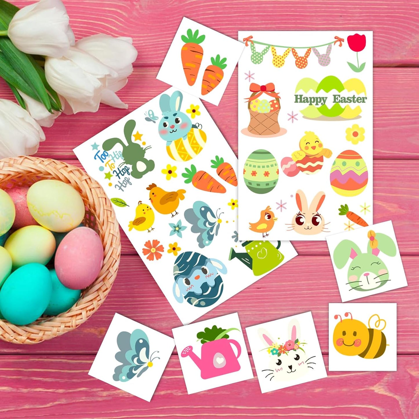 Waterproof Temporary Tattoos - 118pcs Groovy Fake Tattoo for Kids Birthday Party Supplies, Star Unicorn Smiley Rainbow Flower Candy Crown Arts and Crafts for Boys or Girls 6 7 8 9 10 11 12 years old