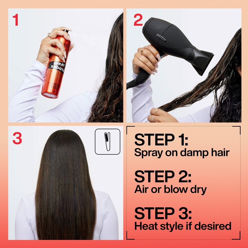Redken Spray Smooth Anti Frizz Hair Spray | Frizz Control and Heat Protection | Instant Smoother | With Citric Acid | Paraben, Sulfate & Silicone-Free| 2 Oz