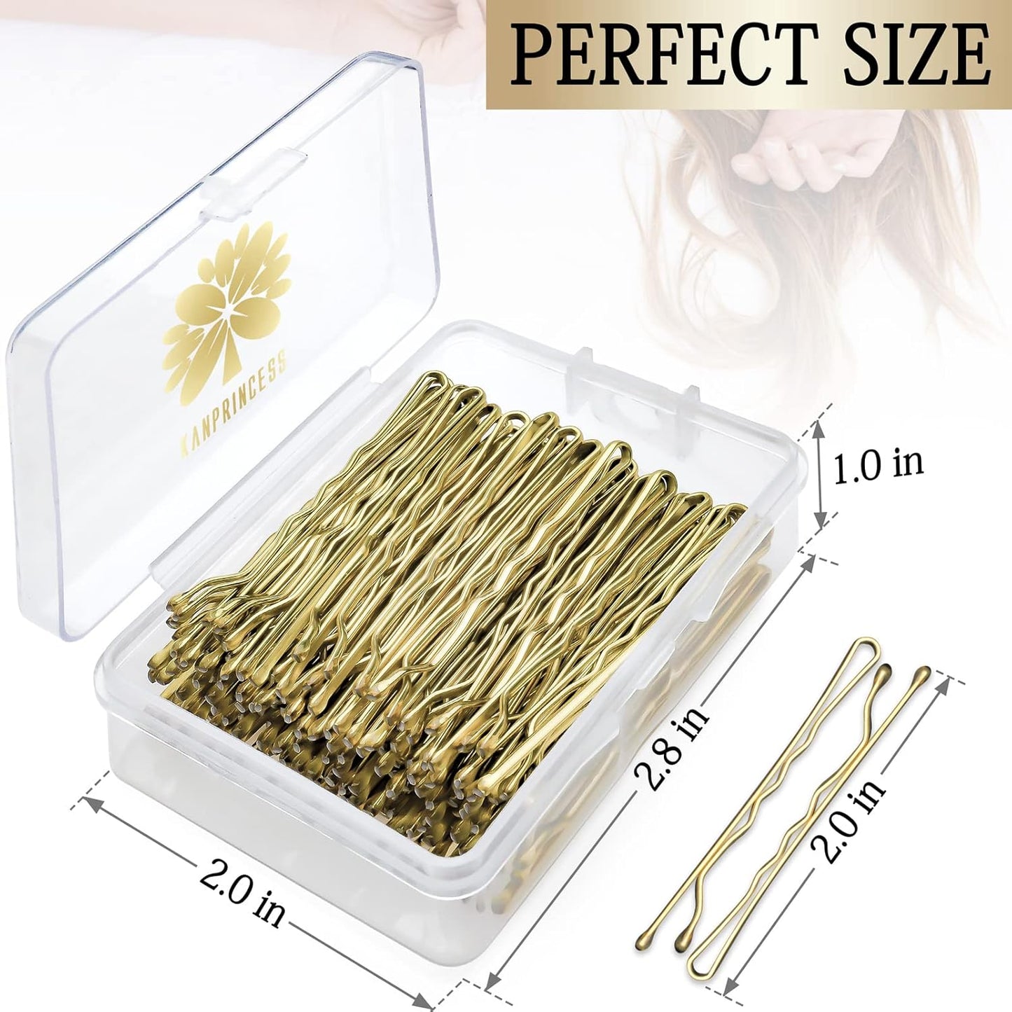100PCS 2Inches Hair Pins Kit Secure Hold Bobby Pins Clips for Women Girls and Hairdressing Salon With Clear Storage Box(Black)