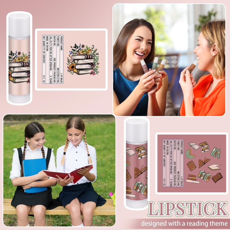 Leelosp 50 Pack Book Club Lovers Gifts Bulk Bookish Lip Balms Party Supplies Reading Accessories Librarian Bookworms Readers Gifts for Women Men Coworker Employee Teachers Students