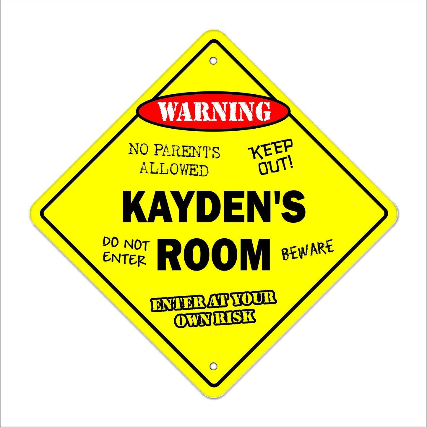 Kayden's Room Sign Crossing Zone Xing | Indoor/Outdoor | 12" Tall Kids Bedroom Decor Door Children's Name boy Girl