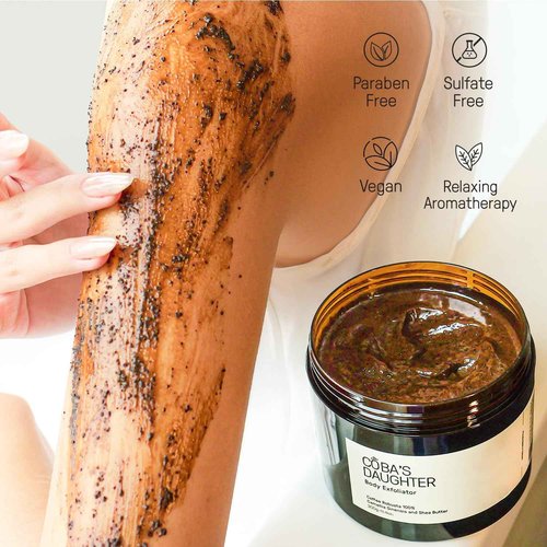 COBA'S DAUGHTER Robusta Coffee Body Scrub| Exfoliating for Cellulite and Stretch Marks, KP Bump Eraser, Strawberry Legs,Underarm | Matcha & Shea Butter | Safe for pregnancy | Vegan Beauty (10.6 Oz)
