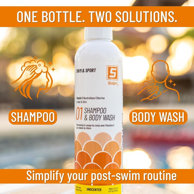 Swim Shampoo & Conditioner Set - Vitamin C Chlorine Removal, Restores Softness & Gentle Cleansing | 16 fl oz Total