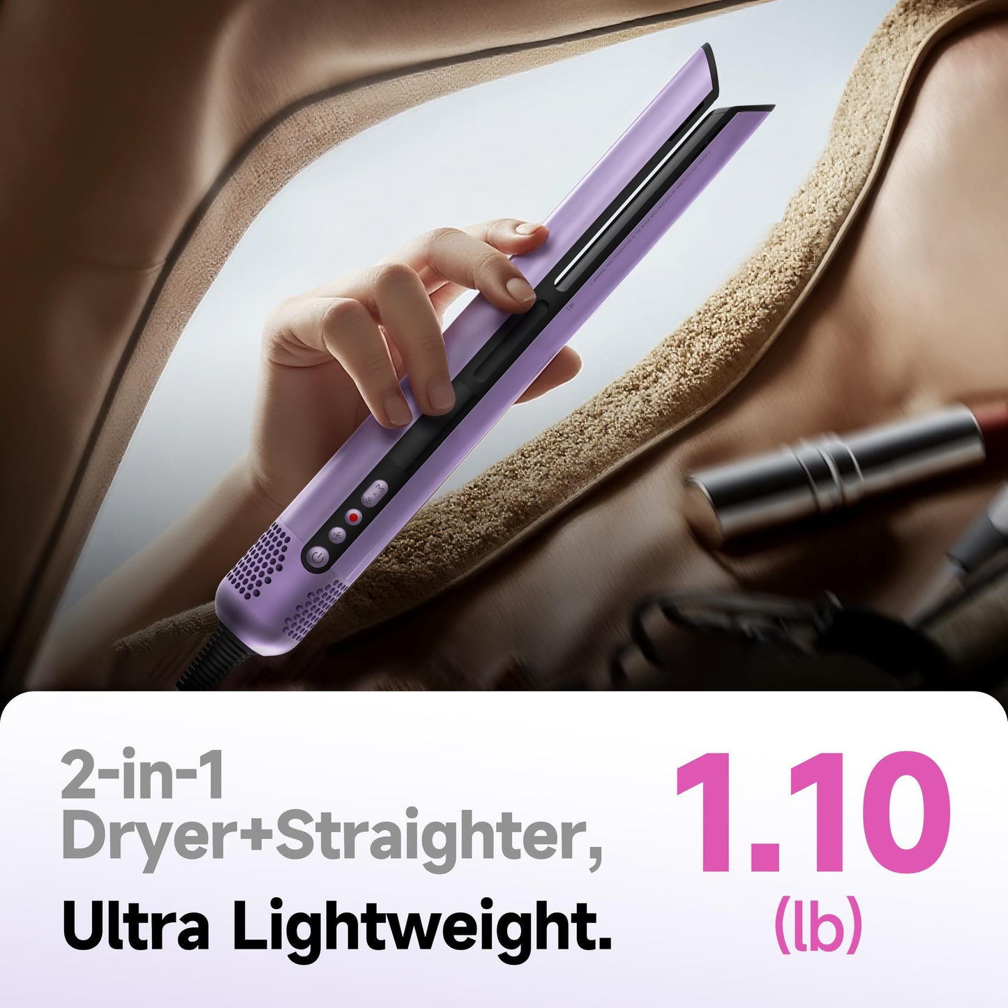 JELLYFISH Hair Dryer and Air Straightener, Blow Dryer Brush Alternative for Long Hair, Clamp-Free Blowout Styler, Air Styling for Healthy Smooth Blowouts,Types 1A–2A