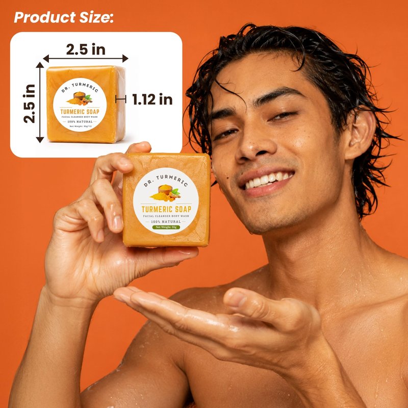 Turmeric Soap Bar for Face & Body | Vegan Skin Cleanser for Smooth, Moisturized & Radiant-Looking Skin | Rich Lather, Deep Cleansing & Refreshing Scent | 12 Bars