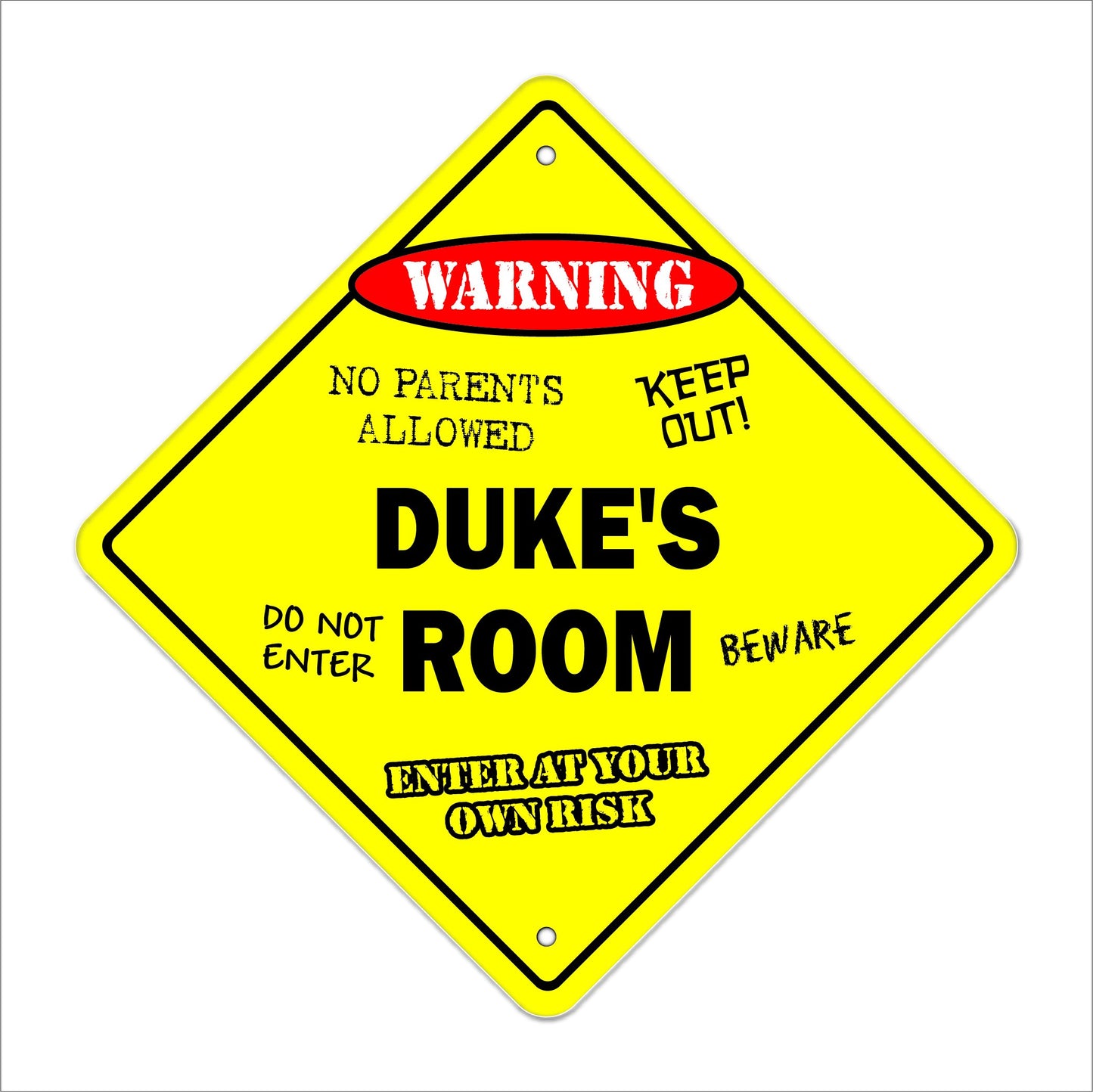 Duke's Room Sign Crossing Zone Xing | Indoor/Outdoor | 12" Tall Kids Bedroom Decor Door Children's Name boy Girl