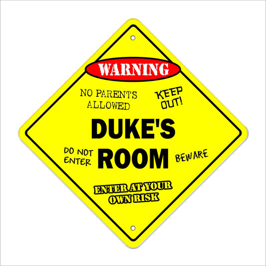 Duke's Room Sign Crossing Zone Xing | Indoor/Outdoor | 12" Tall Kids Bedroom Decor Door Children's Name boy Girl