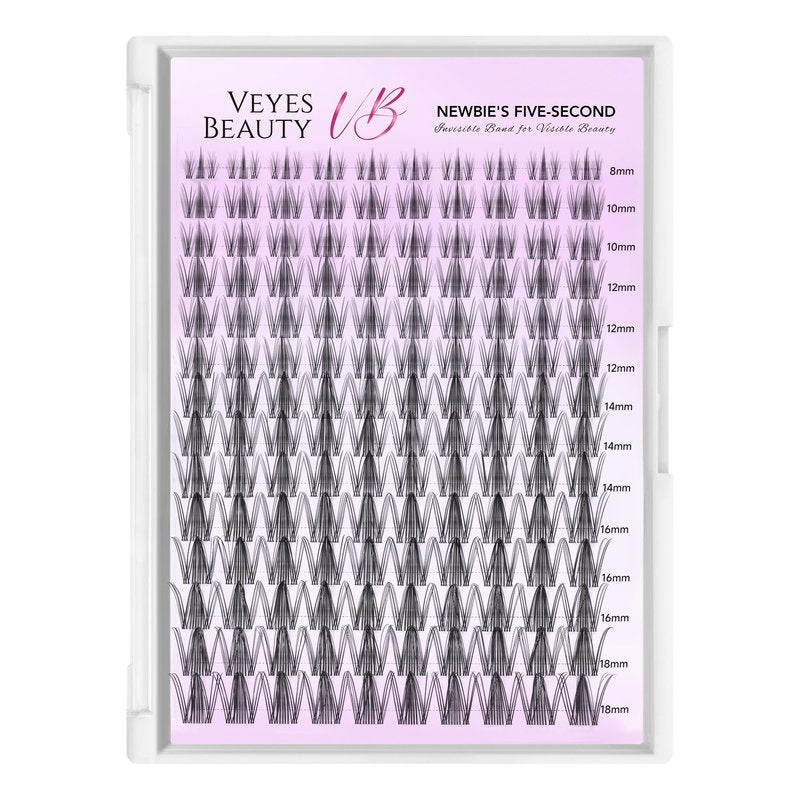 VEYESBEAUTY Manga Lash Clusters Kit Eyelash Extensions Thin & Invisible Band DIY Individual False Eyelashes Newbie's Five-Second Series Wispy Lash Tray Kit, with Bond&Seal Remover Applicator