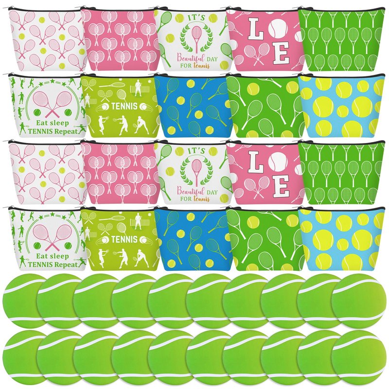 40 Pcs Tennis Gifts for Women Funny Cosmetic Bag Inspirational Makeup Bag Tennis Accessories for Women Sports Lovers Players Coach Team Staff Teacher Volunteer Sports Party Supply Gifts