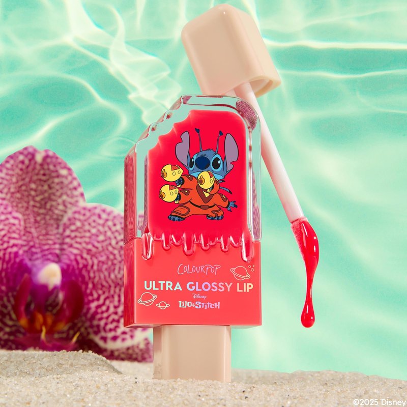 ColourPop x Stitch Ultra Glossy Lip Gloss - High-Shine, Non-Sticky & Hydrating Lip Gloss with a Flexible Paddle Applicator - Sheer Coral Red - Experiment 626 (0.24 Fl oz)