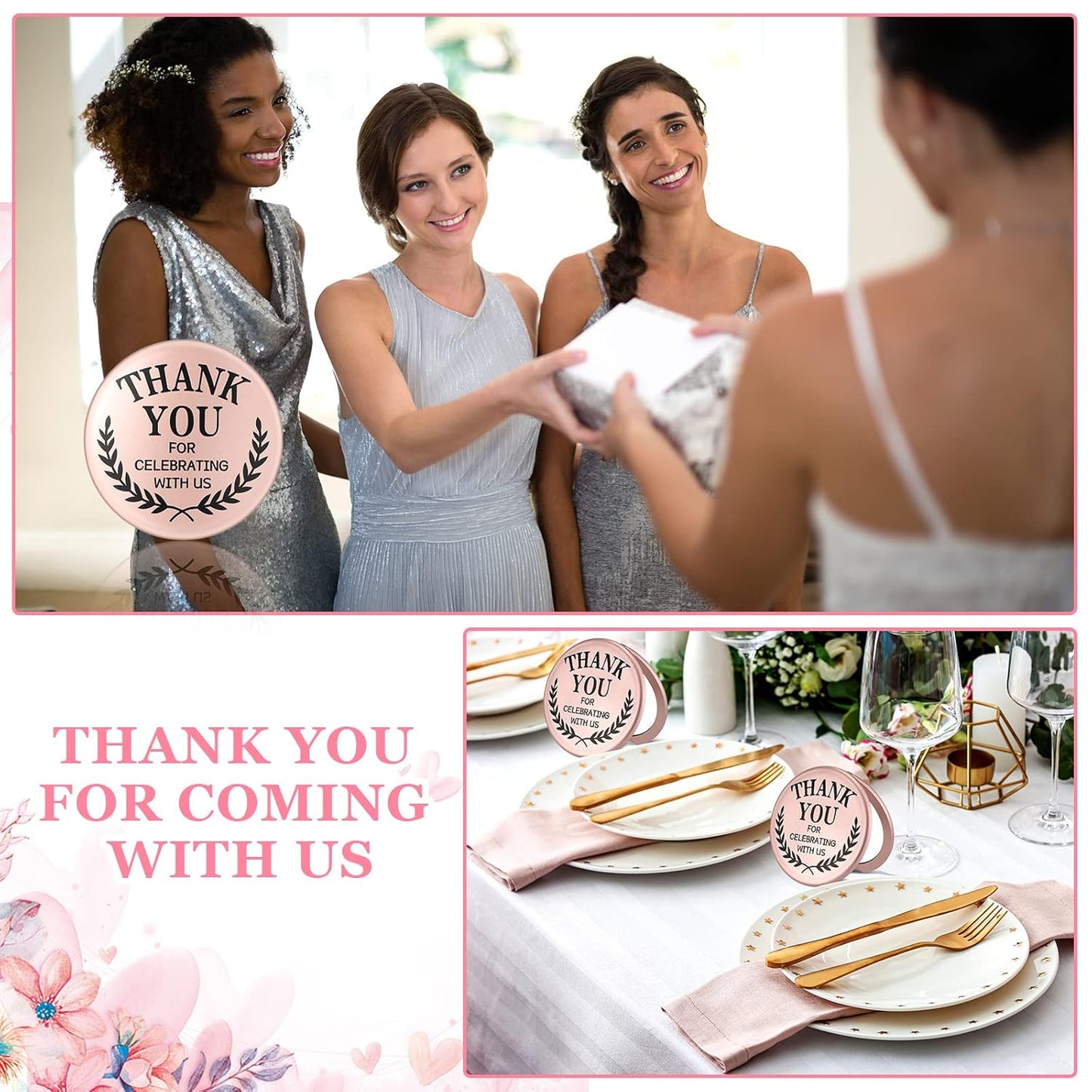 Thank You Compact Mirror Set - 24 Bulk Gifts for Women | Bridal Shower & Bachelorette Party Favors