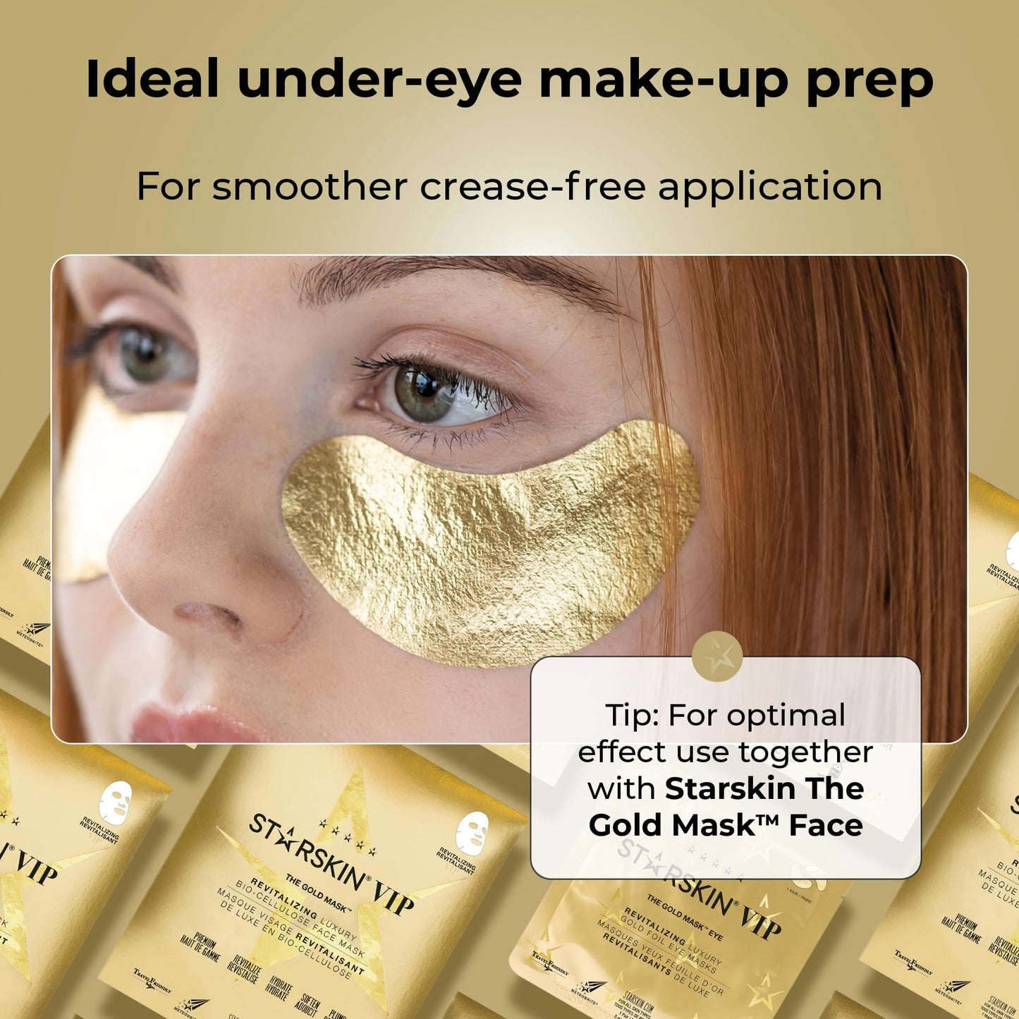 STARSKIN The Gold Mask Eye - Luxury Gold Foil-Topped Cellulose Eye Mask - Serum Concentrated with 83% Rose of Jericho - Smooths Puffy Eyes and Wrinkles