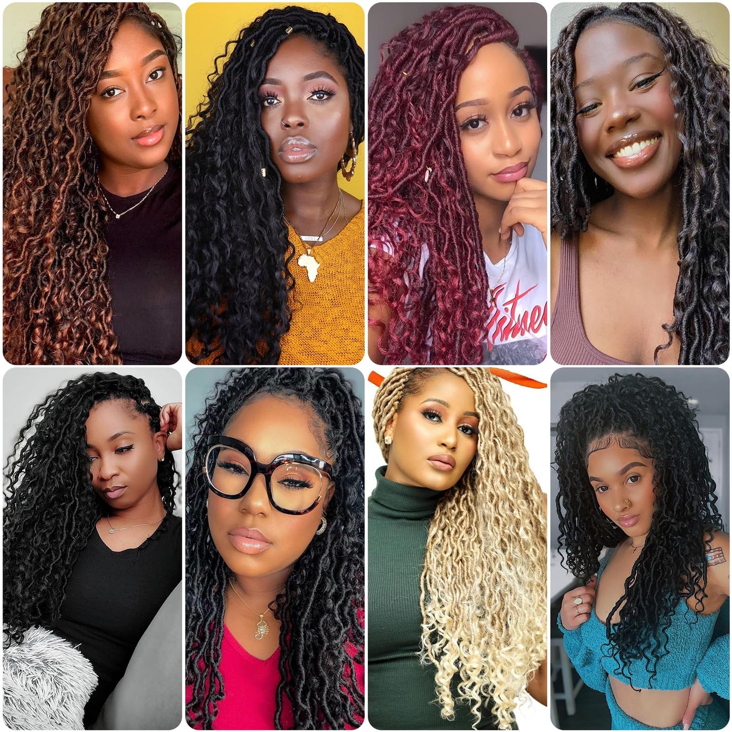 8Packs Goddess Locs Crochet Hair 18Inch Crochet Locs,Boho Faux Locs With Curly Ends River Hippie Locs Bohemian Locs Crochet Braids(1B/4/30, 18inch(Pack of 8))