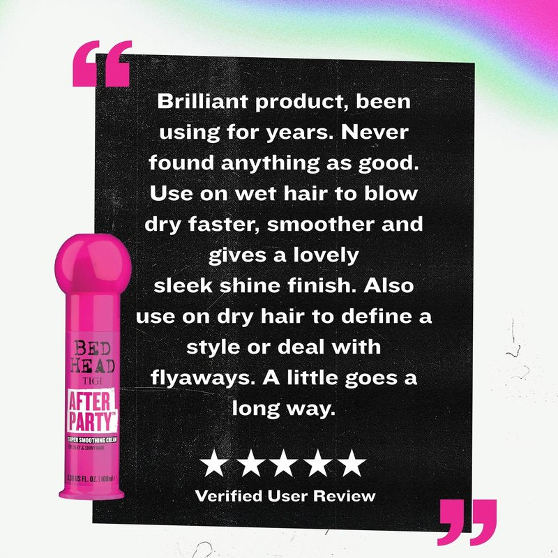 TIGI Bed Head After Party Smoothing Cream 2-Pack – Ultimate Frizz Control Hair Care Products for Smooth, Shiny Hair, Summer Fruit Medley Scent, 3.38 Oz Ea