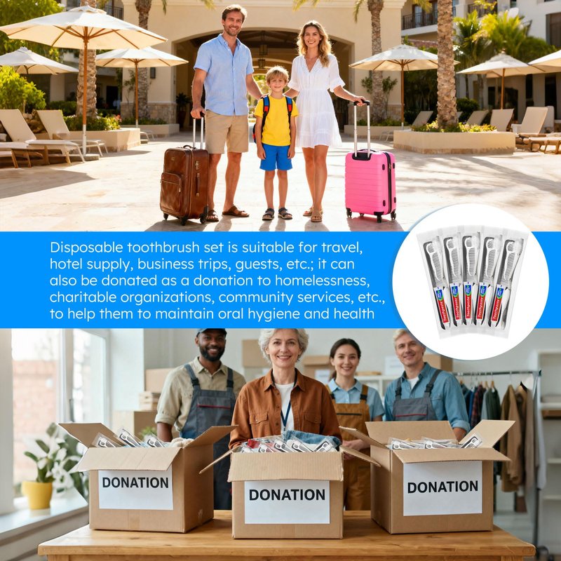 LLHQAMT Travel Toothbrushes with Toothpaste, Disposable Toothbrushes, Hygiene Kits in Bulk with Floss Picks, Combs, Individually Packaged, Suitable for Home, Travel, and Hotels (100-PACK)