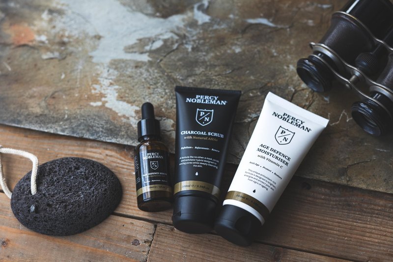 Percy Nobleman Age Defence Kit – Men’s Skincare Gift Set with Charcoal Face Scrub, Hydrating Facial Serum with Hyaluronic Acid & Vitamin C Moisturiser for Cleansing, Nourishment & Healthy Skin