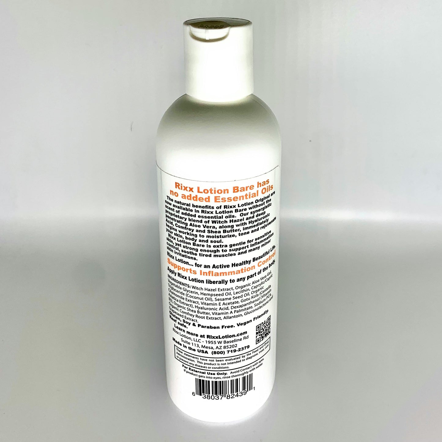 Rixx Lotion Bare Unscented Natural Herbal Blend (Sport Cap) with Witch Hazel, Aloe Vera, Shea Butter and Hyaluronic Acid. Moisturizer and Skin Toner for Face and Body.