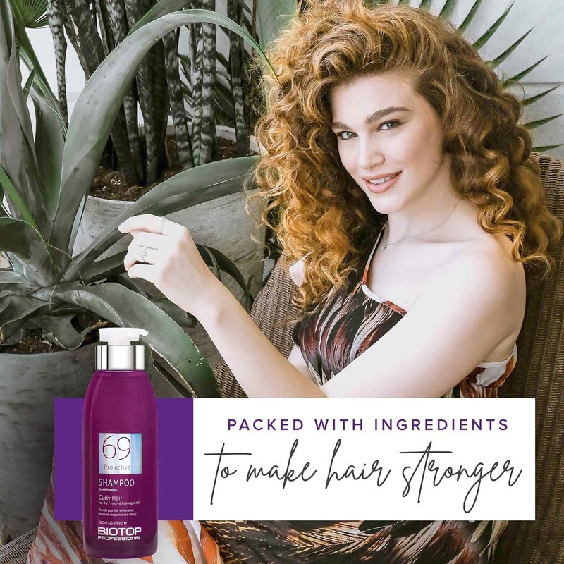 Biotop Professional 69 Pro-Active Hair Shampoo - Frizz Control, Curl Defining & Color Safe Shampoo Made with Coconut Oil, Avocado Oil & Almond Oil - Paraben, SLS & Cruelty-Free Hair Care (16.9oz)