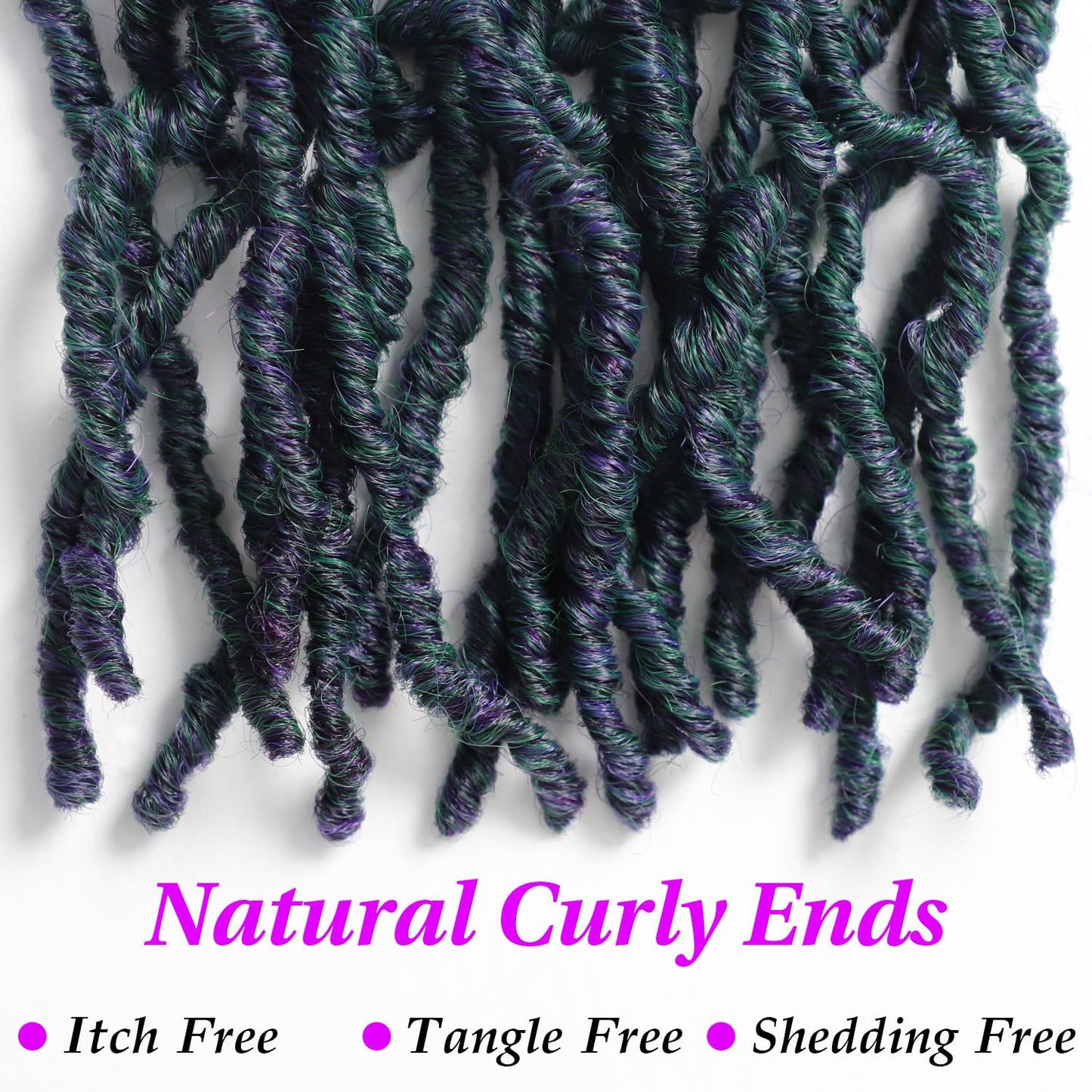 18 Inch Faux Locs Crochet Hair 6 Packs Soft Locs Crochet Hair M1B/Green Crochet Hair for Black Women Synthetic Crochet Braids Hair Extensions (18Inch, 6Packs, M1B/Green)