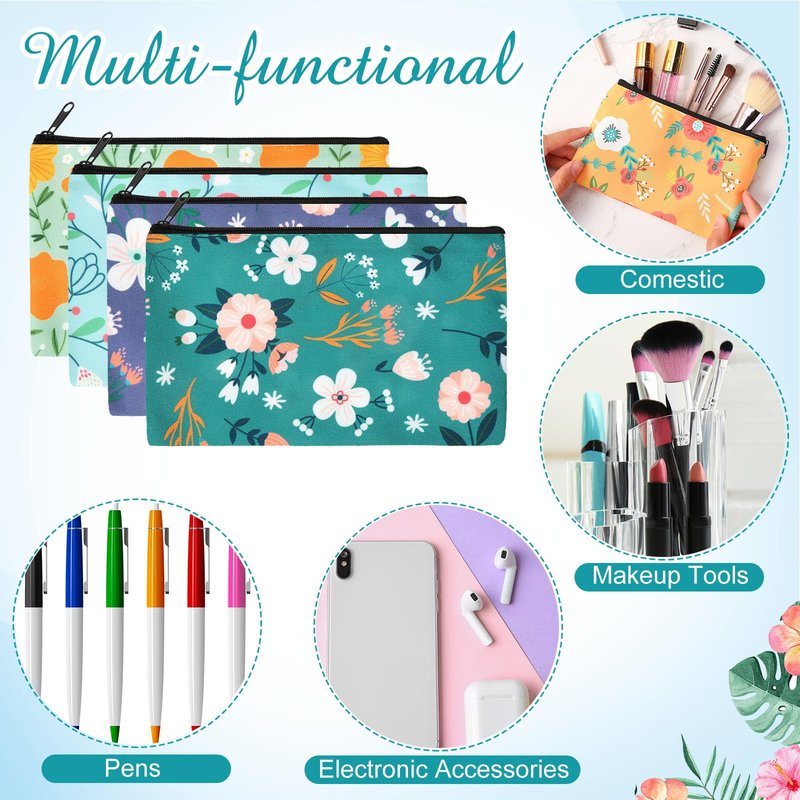 Reginary 20 Pcs Makeup Bags Gifts for Women Canvas Cosmetic Bags with Zipper Mothers Day Bulk Gift Travel Purse Organizer Pouch Accessory, Toiletry Large Capacity,7 x 4.3 Inch