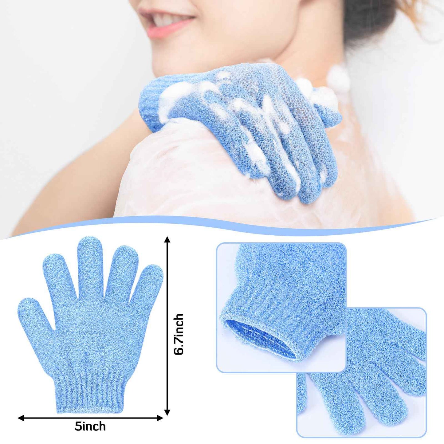 LemonRoad 48 Pcs Exfoliating Bath Gloves Individually Wrapped Bath Sponges Body Scrub Exfoliating Gloves with Case Body Scrubber for Dead Skin Remover Loofah Washcloth Mitt Men Women