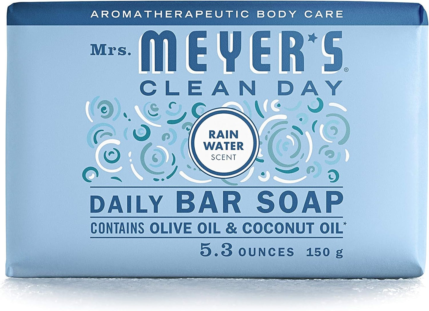 MRS. MEYER'S CLEAN DAY Bar Soap, Use as Body Wash or Hand Soap, Made with Essential Oils, Rain Water, 5.3 oz, 1 Bar