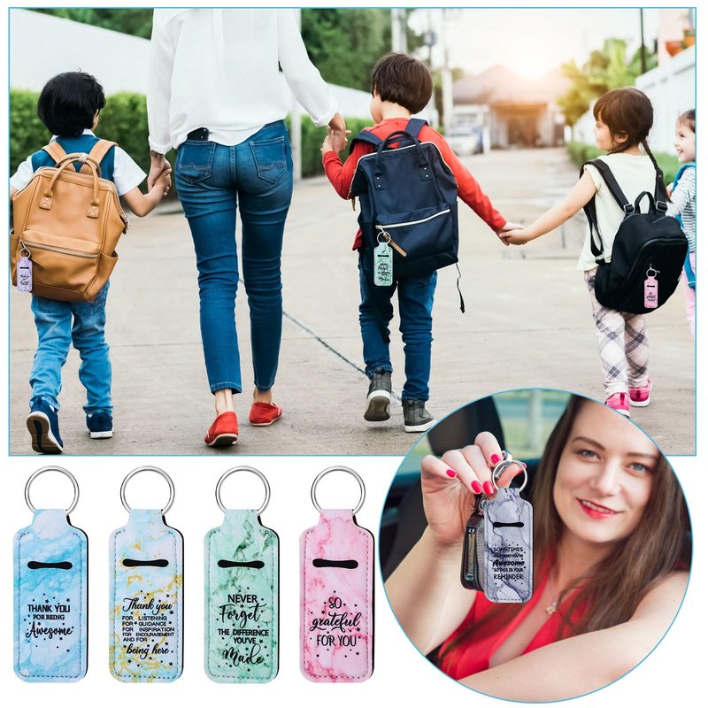 Ecation 72 Pcs Lipstick Holder Bulk Lipstick Holder Keychain Thank You Inspirational Lip Gloss Pouch Portable(Marble Colors)