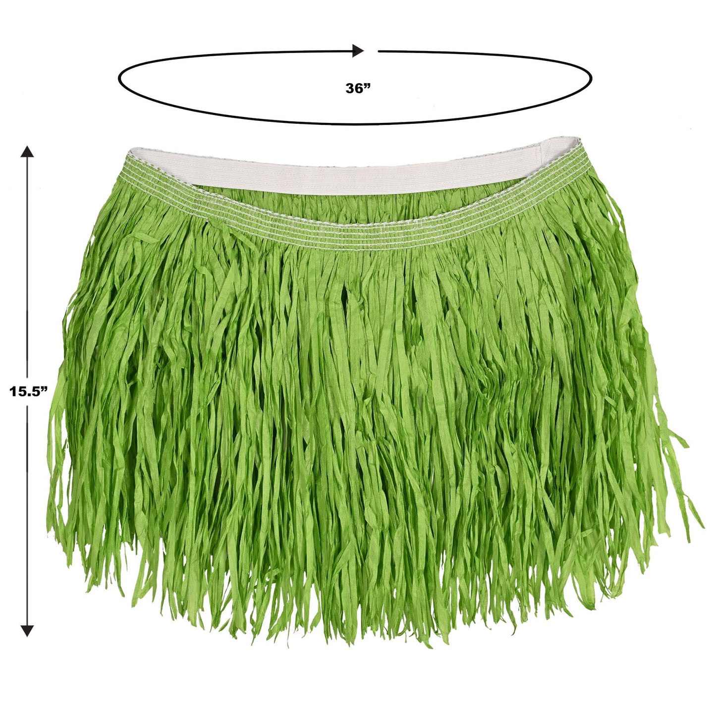 Beistle Adult Size Short Green Paper Grass Hula Skirt Luau Costume Accessory, One