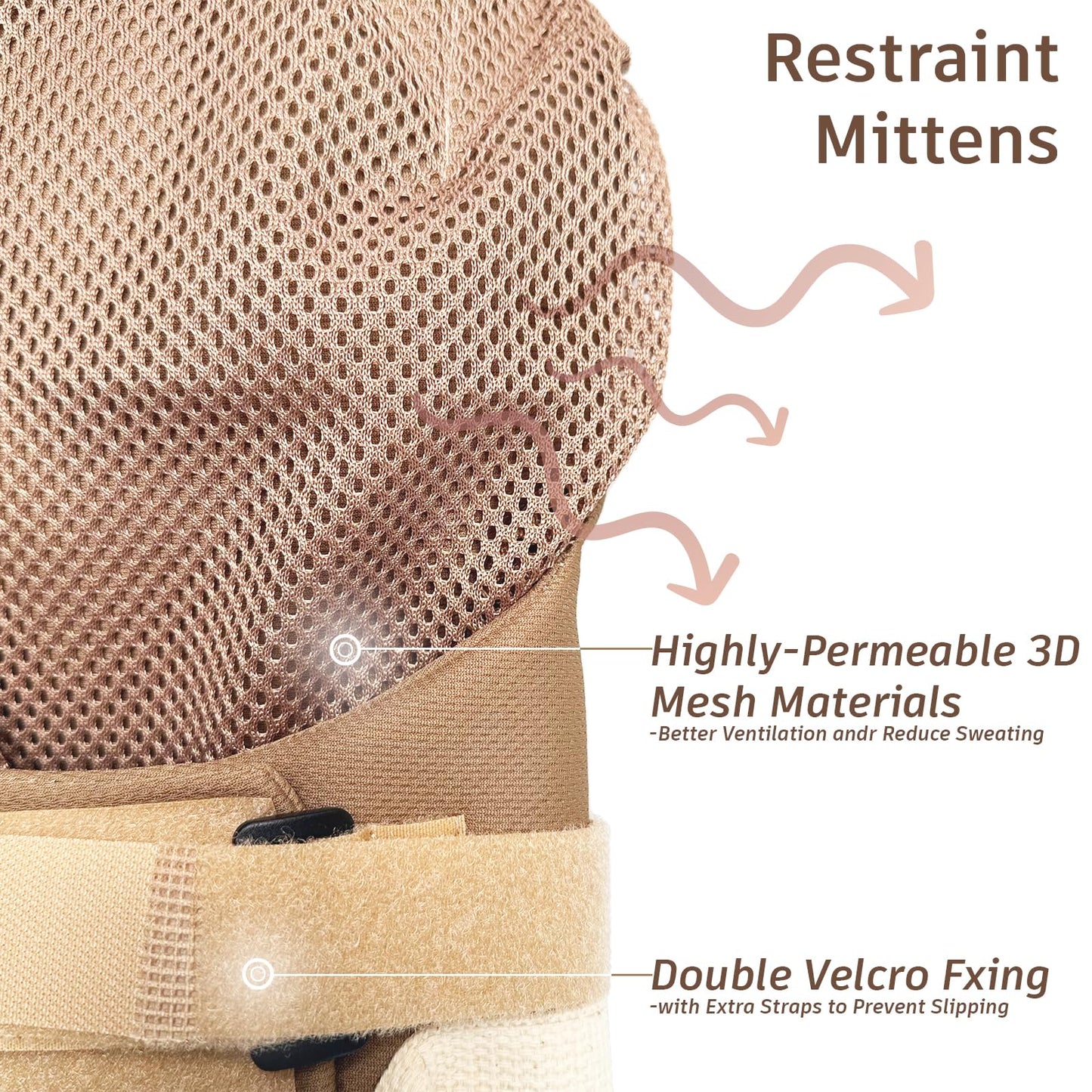 Medical Restraint Mittens - 2Pcs, Protective Gloves for Dementia Patients or Elderly, Bed Restraint Gloves, Dementia Products for Elderly. Hand Restraint Mitts for Elderly Anti Scratch Gloves